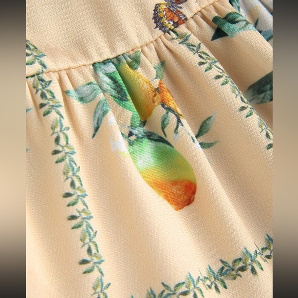 NWT CIDER BUTTERFLY & FRUIT PATTERN RUFFLE LAYER CAMI DRESS - Size Small SKU:363 - Picture 4 of 9